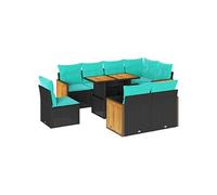 Salon de jardin modulable Lot de 9 pieces GENERIQUE rotin noir - Table pliante avec rangement