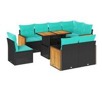 Salon de jardin modulable Lot de 9 pieces GENERIQUE rotin noir - Table pliante avec rangement noir