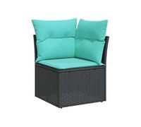 Salon de jardin modulable - Lot de 9 pièces - Rotin noir avec rangement