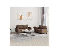 Vidaxl Ensemble De Canapés 2 Pcs Avec Coussins Marron Tissu Marron