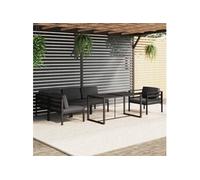 Salon de Jardin 6 pcs avec Coussins Aluminium Anthracite Mobilier Patio vidaXL