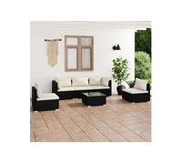 Salon de jardin modulable noir 6 pieces resine tressee 60.0 x 60 x 30 cm 5 personnes