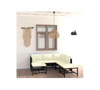Salon de jardin modulable noir 7 pieces 7 personnes 60 x 60 cm polyethylene