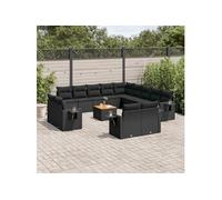 Salon de jardin modulable noir resine tressee 12 personnes 62 x 62 x 69 cm 14 pieces