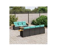 Salon de jardin modulable Pack de 8 pièces résine tressée noir GENERIQUE