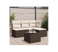 Salon de jardin modulable resine tressee 4 personnes marron 117 x 172 x 69 cm 5 pieces