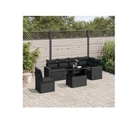Salon de jardin modulable resine tressee 7 pieces 6 personnes 62.0 x 65.5 x 69 cm noir