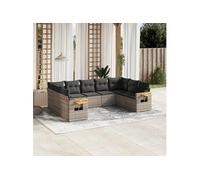 Salon de jardin modulable vidaxl resine tressee 9 personnes 9 pieces 62 x 62 x 69 cm gris Gris