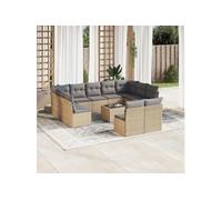 Vidaxl Salon De Jardin Avec Coussins 12 Pcs Beige Résine Tressée