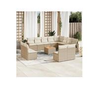 Salon de jardin modulable resine tressee beige 13 pieces x 62 x 69