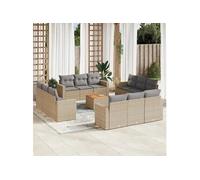 Salon de jardin modulable resine tressee beige 13 pieces x 65.5 x 69 12 personnes