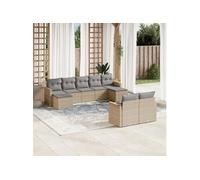 Vidaxl Salon De Jardin Avec Coussins 9pcs Mélange Beige Résine Tressée