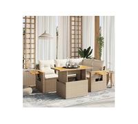 vidaXL Salon de Jardin avec Coussins 5 pcs, Canapés de Terrasse, Ensemble de Meubles de Patio, Mobilier d'Extérieur, Beige 3273501