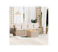 vidaXL Ensemble de salon de jardin 5 pièces avec coussins Beige Poly Rattan