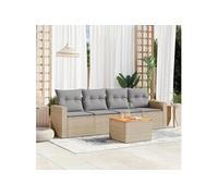 Salon de jardin modulable resine tressee beige 5 pieces x 65.5 x 69 4 personnes