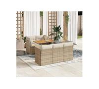 Vidaxl Salon De Jardin Avec Coussins 6 Pcs Beige Résine Tressée