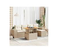 Salon de jardin modulable resine tressee beige 6 pieces 4 personnes