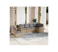 Salon de jardin modulable Vidaxl resine tressee beige 6 pieces 62.0 x 62 x 69 6 personnes Marron G