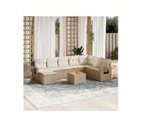 Salon de jardin modulable resine tressee beige 9 pieces x 62 x 69