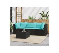 Salon de jardin modulable resine tressee bleu 4 pieces 50.0 x 50 x 30 3 personnes