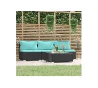 Salon de jardin modulable resine tressee bleu 4 pieces x 70 x 60.5 3 personnes