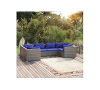 Salon de jardin modulable resine tressee bleu 6 pieces x 70 x 60.5 6 personnes