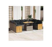 Salon de Jardin avec Coussins Canapés Patio 10 pcs Noir Résine Tressée vidaXL