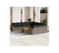 Salon de jardin modulable resine tressee gris 12 pieces x 65.5 x 69 11 personnes