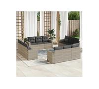 Vidaxl Salon De Jardin Avec Coussins 12 Pcs Gris Clair Résine Tressée