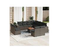 Salon de jardin modulable Vidaxl resine tressee gris 12 pieces x 83 x 69 11 personnes gris