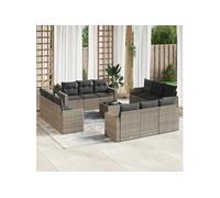 Salon de jardin modulable resine tressee gris 13 pieces x 65.5 x 69