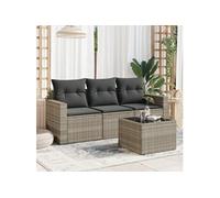 Salon de jardin modulable resine tressee gris 4 pieces x 65.5 x 69 3 personnes