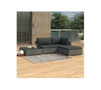 Mobilier de Jardin 4 pcs avec Coussins Résine Tressée Marron Terrasse vidaXL