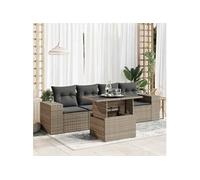 vidaXL Ensemble de salon de jardin 5 pièces avec coussins Gris Poly rotin