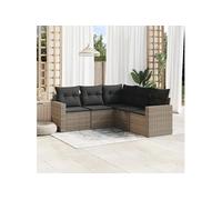 Salon de jardin modulable resine tressee gris 5 pieces x 65.5 x 69