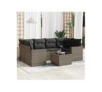 Salon de jardin modulable resine tressee gris 7 pieces x 65.5 x 69