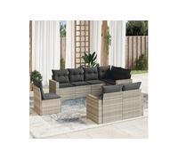 Salon de jardin modulable resine tressee gris 8 pieces x 65.5 x 69 8 personnes