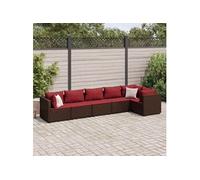 vidaXL Ensemble salon de jardin 6 pièces avec coussins Marron Poly rotin