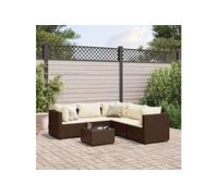 Salon de jardin modulable resine tressee marron 6 pieces 63 x 63 x 57.5 cm