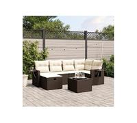 Salon de jardin modulable resine tressee marron 6 pieces x 61.5 x 69 6 personnes
