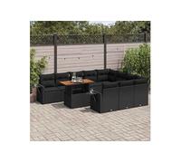 Salon de Jardin avec Coussins Canapés Patio 11 pcs Noir Résine Tressée vidaXL