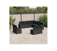 Salon de jardin modulable resine tressee noir 11 pieces x 65.5 x 69 11 personnes