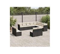 Vidaxl Salon De Jardin 12 Pcs Avec Coussins Noir Résine Tressée