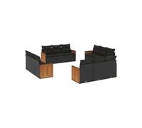 Vidaxl Salon De Jardin 12 Pcs Avec Coussins Noir Résine Tressée