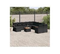 Vidaxl Salon De Jardin 12 Pcs Avec Coussins Noir Résine Tressée