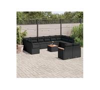 Salon de Jardin avec Coussins 13 pcs, Canapés de Terrasse, Ensemble de Meubles de Patio, Mobilier d'Extérieur, Noir 3226447