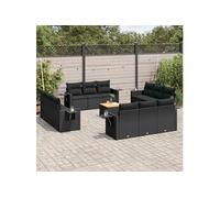 Salon de Jardin avec Coussins Canapés Patio 13 pcs Noir Résine Tressée vidaXL