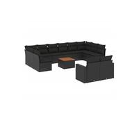 Salon de jardin modulable resine tressee noir 3 pieces 12 personnes