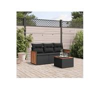 Vidaxl Salon De Jardin 4 Pcs Avec Coussins Noir Résine Tressée
