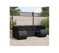 Vidaxl Salon De Jardin 6 Pcs Avec Coussins Noir Résine Tressée